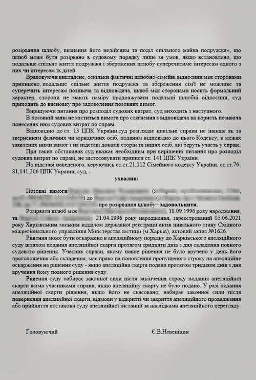 Розірвання шлюбу